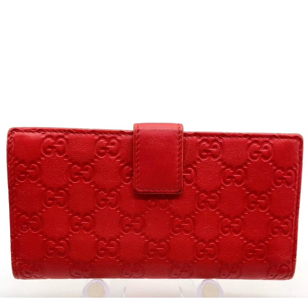 Red Gucci Guccissima Long Wallet