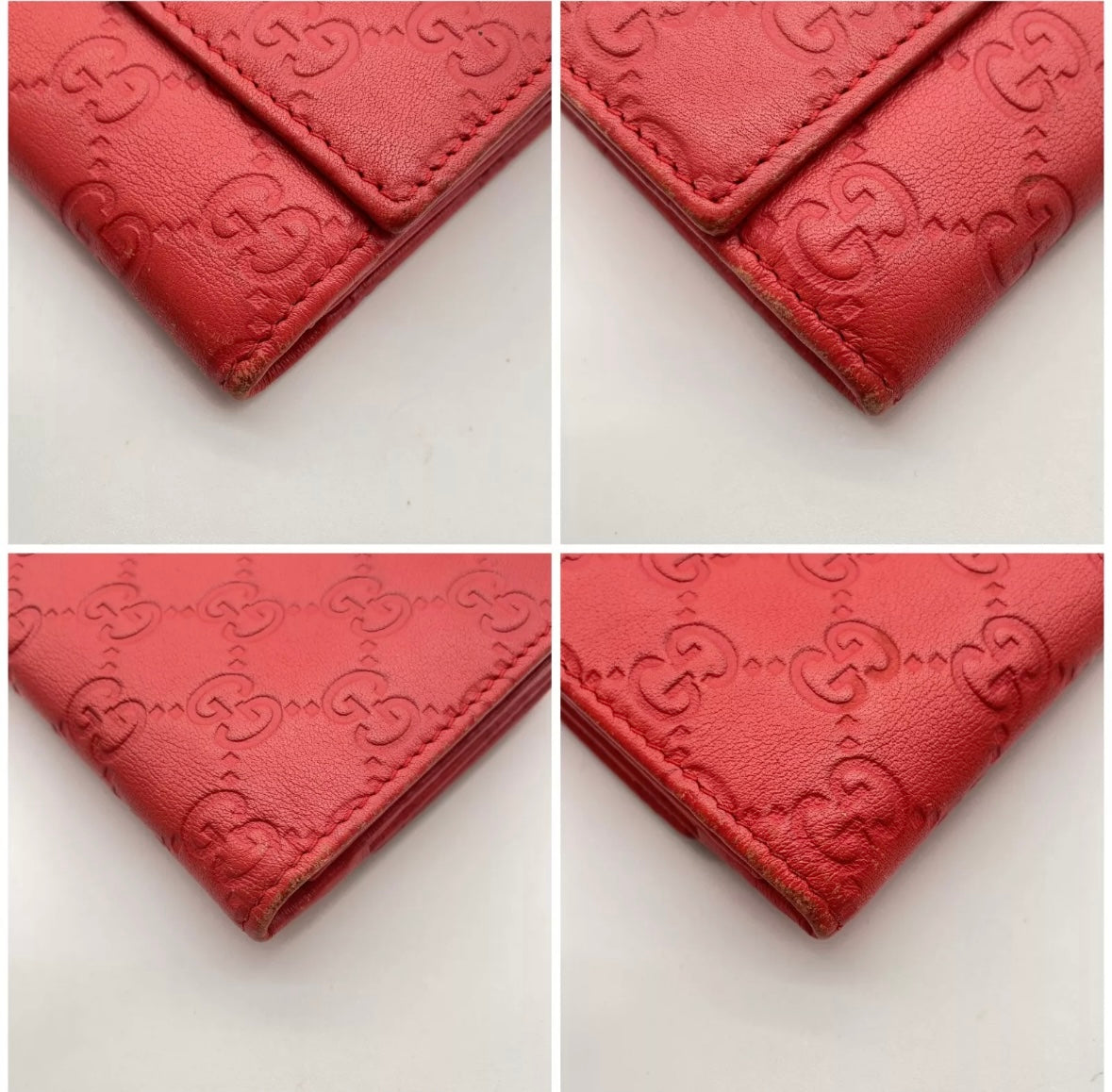Red Gucci Guccissima Long Wallet
