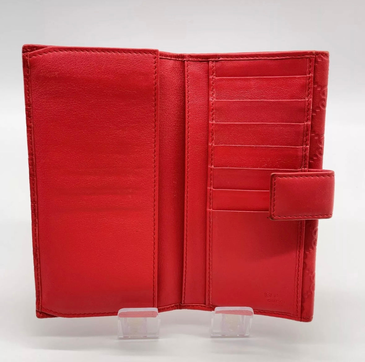 Red Gucci Guccissima Long Wallet