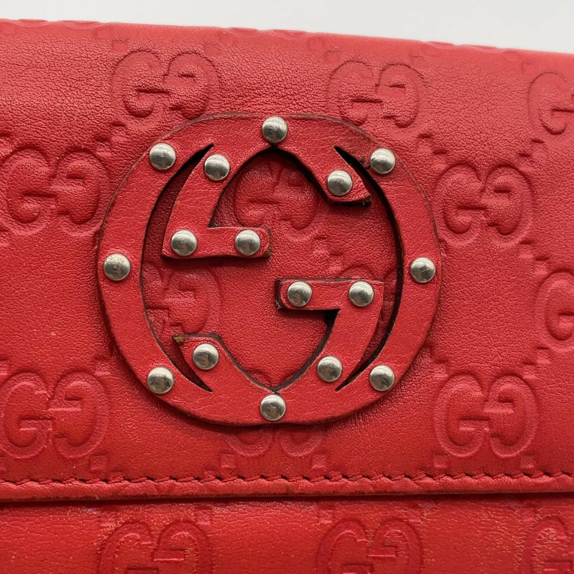 Red Gucci Guccissima Long Wallet