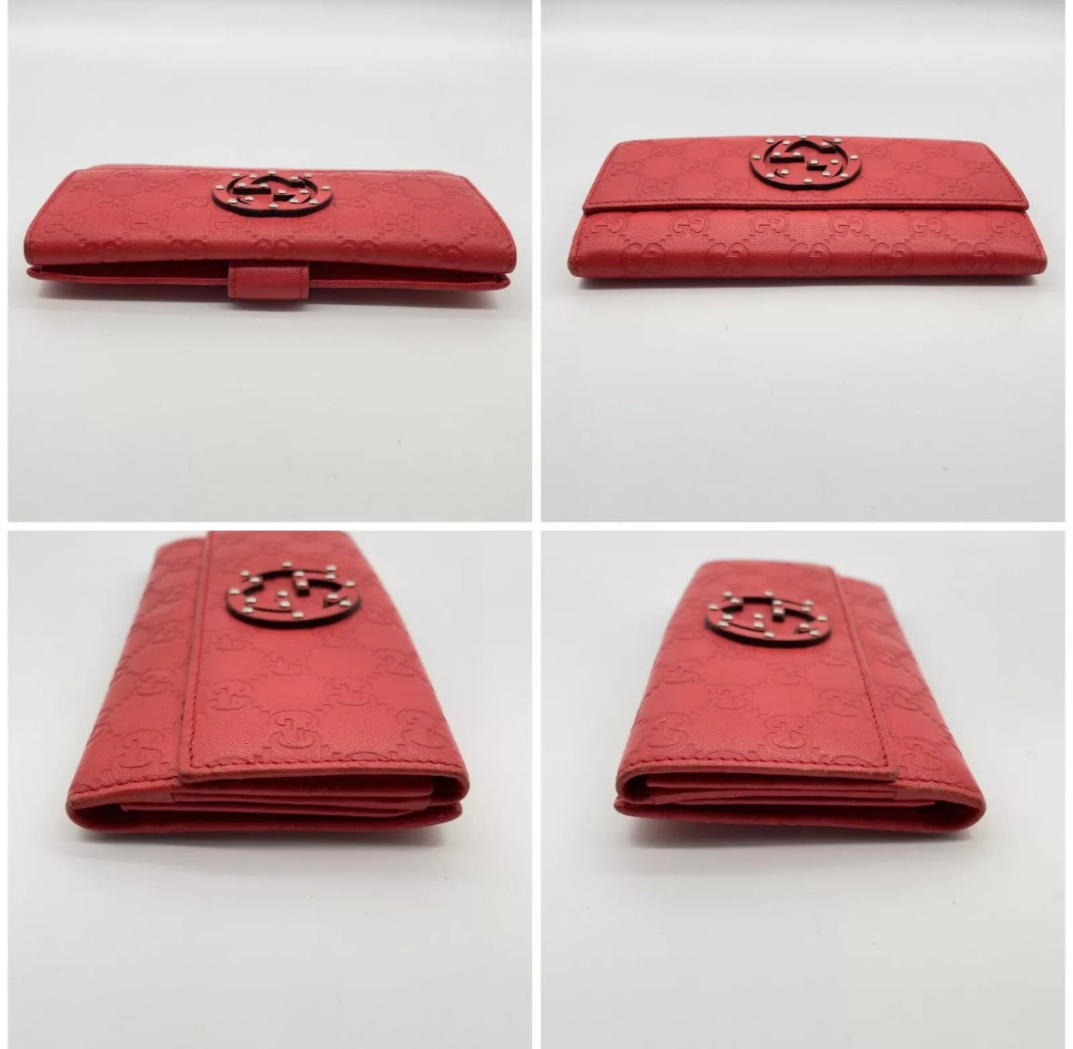 Red Gucci Guccissima Long Wallet