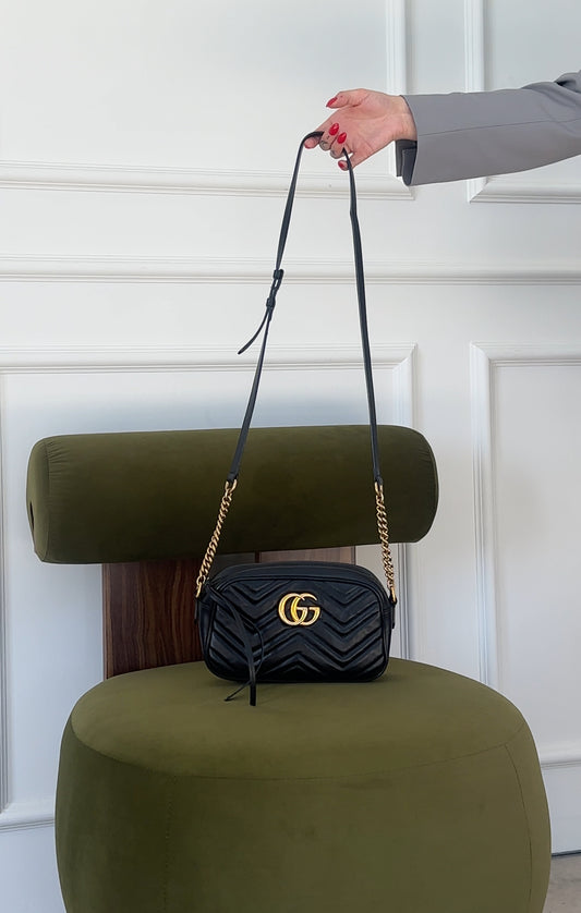 Gucci GG Marmont Matelassé Mini Camera Bag – Black