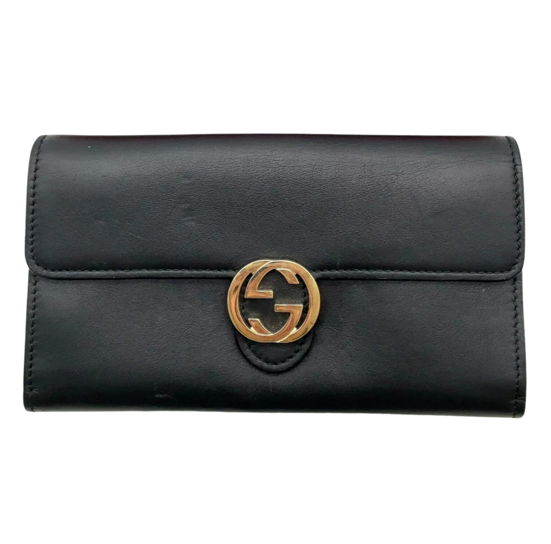 Gucci Interlocking G Logo Leather Continental Wallet