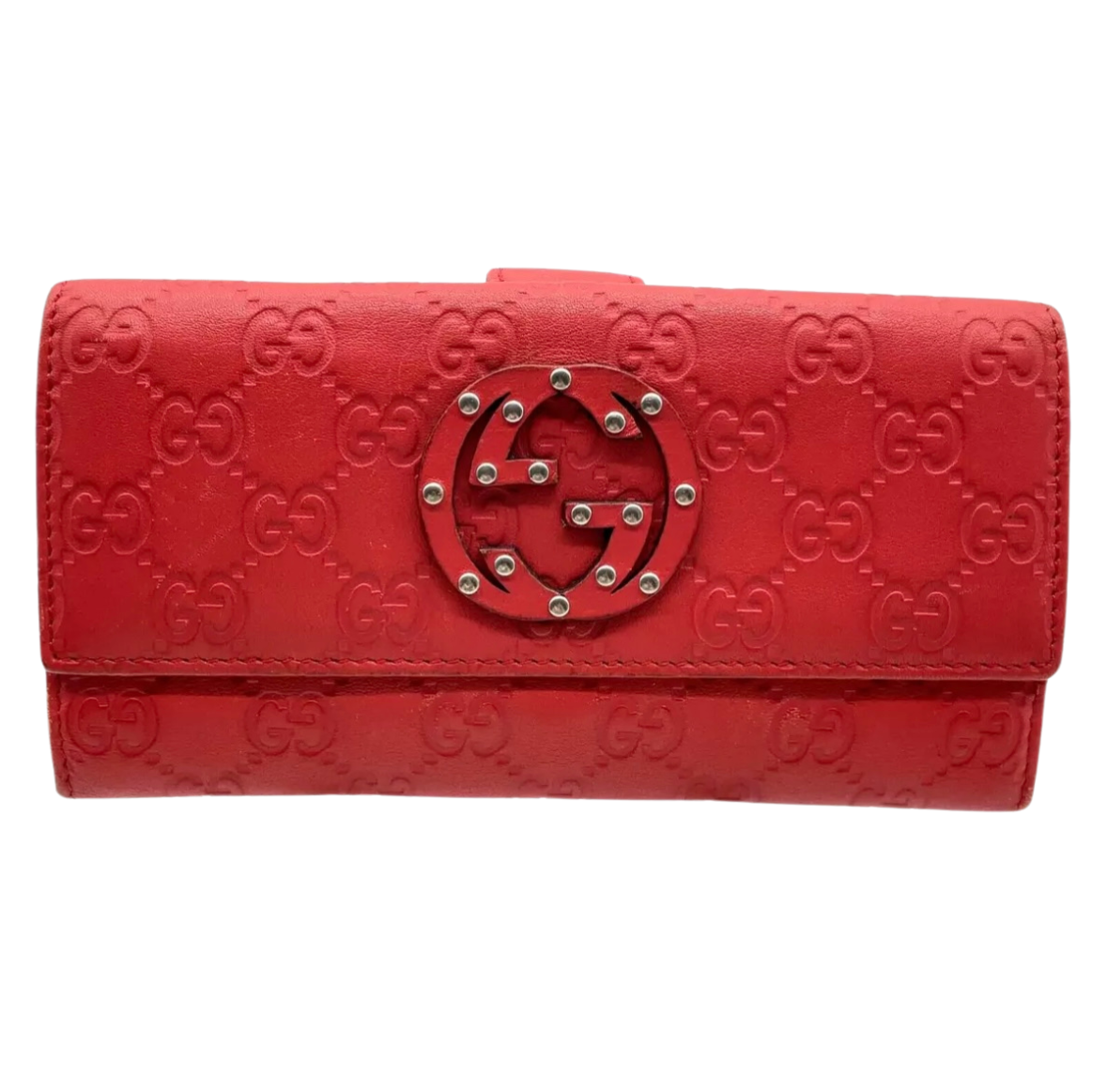 Red Gucci Guccissima Long Wallet